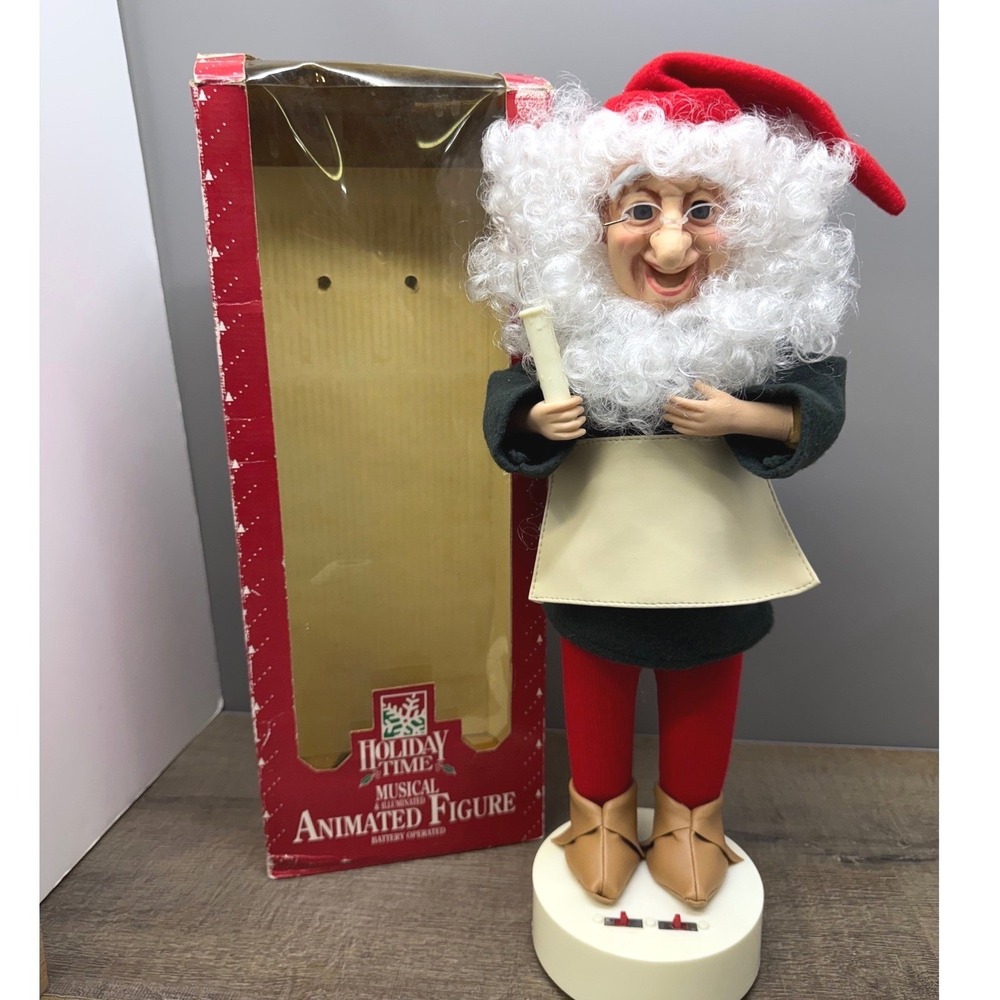 Vtg 1990s Holiday Time 18" Animated Mr. Claus Figure w/ Box - NON-WORKING
